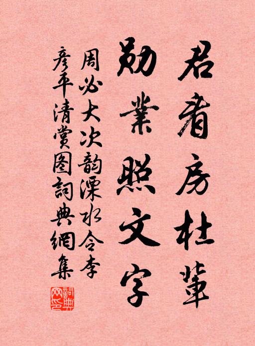 周必大君看房杜辈，勋业照文字书法作品欣赏