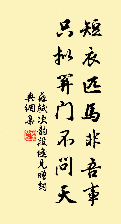 苏轼短衣匹马非吾事，只拟关门不问天书法作品欣赏