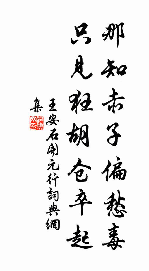 王安石那知赤子偏愁毒，只见狂胡仓卒起书法作品欣赏
