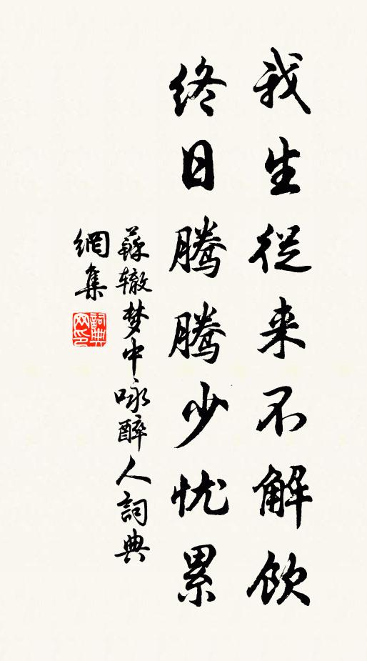 苏辙我生从来不解饮，终日腾腾少忧累书法作品欣赏