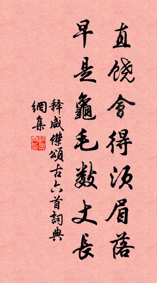 释咸杰直饶会得须眉落，早是龟毛数丈长书法作品欣赏