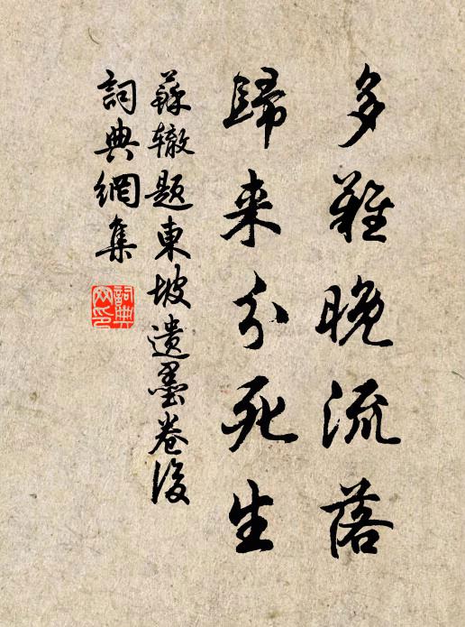 苏辙多难晚流落，归来分死生书法作品欣赏