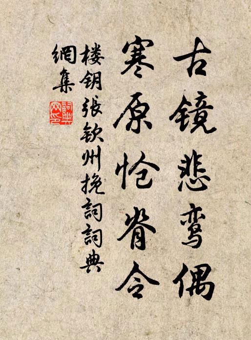 楼钥古镜悲鸾偶，寒原怆脊令书法作品欣赏