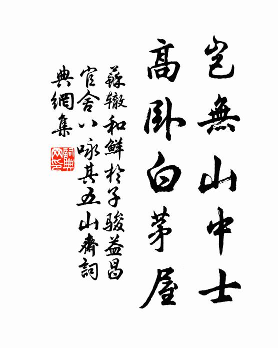 苏辙岂无山中士，高卧白茅屋书法作品欣赏