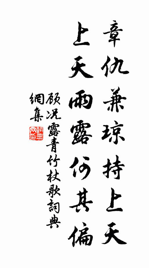 顾况章仇兼琼持上天，上天雨露何其偏书法作品欣赏