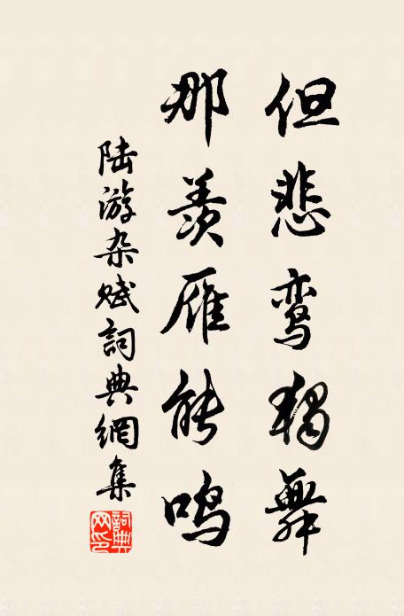 陆游但悲鸾独舞，那羡雁能鸣书法作品欣赏