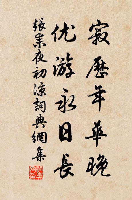 张耒寂历年华晚，优游永日长书法作品欣赏