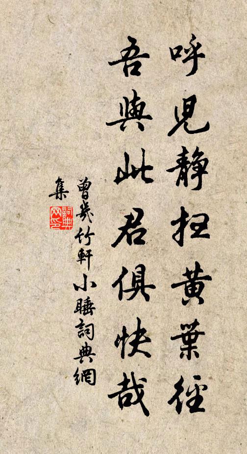 曾几呼儿静扫黄叶径，吾与此君俱快哉书法作品欣赏