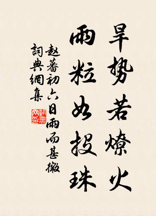 赵蕃旱势若燎火，雨粒如投珠书法作品欣赏