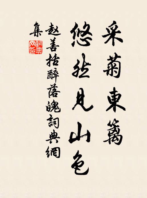 赵善括采菊东篱，悠然见山色书法作品欣赏