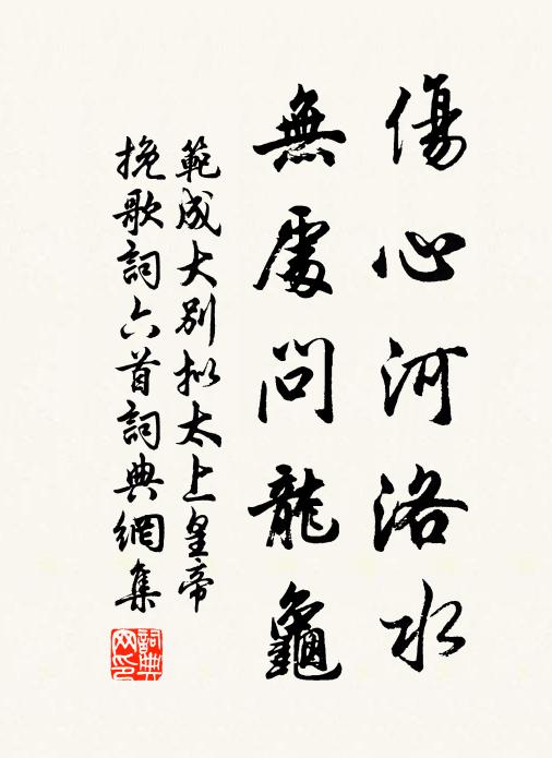 范成大伤心河洛水，无处问龙龟书法作品欣赏