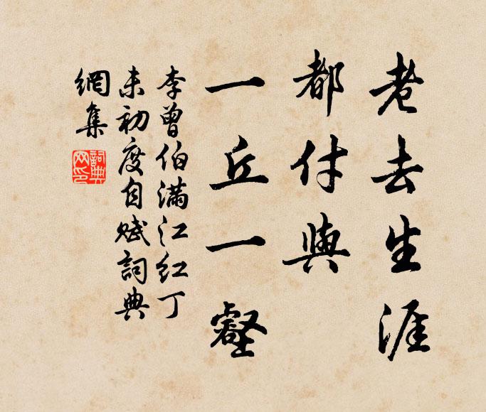 李曾伯老去生涯，都付与、一丘一壑书法作品欣赏