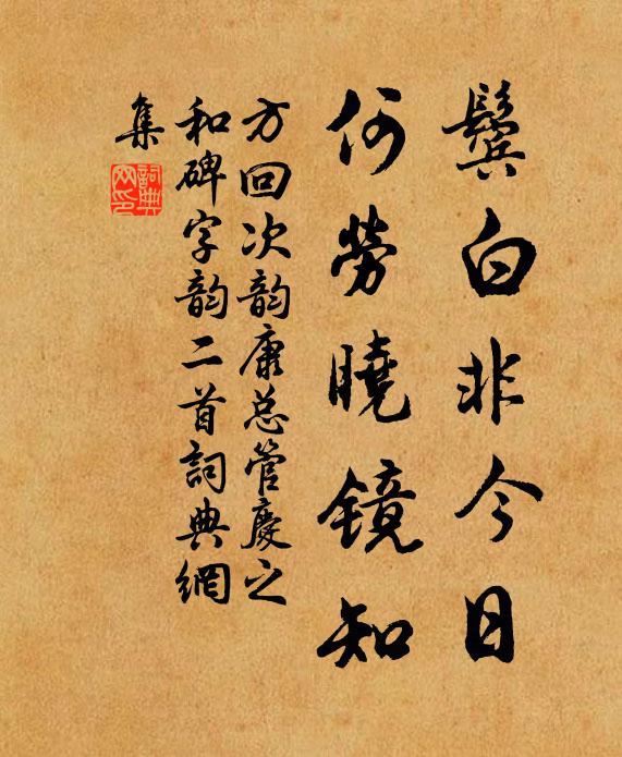 方回鬓白非今日，何劳晓镜知书法作品欣赏