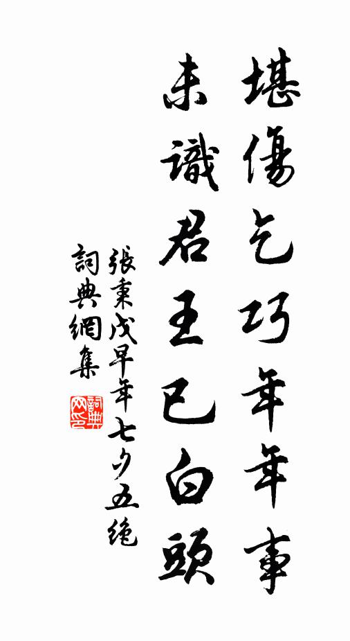 张秉堪伤乞巧年年事，未识君王已白头书法作品欣赏