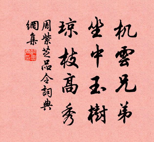 周紫芝机云兄弟，坐中玉树，琼枝高秀书法作品欣赏