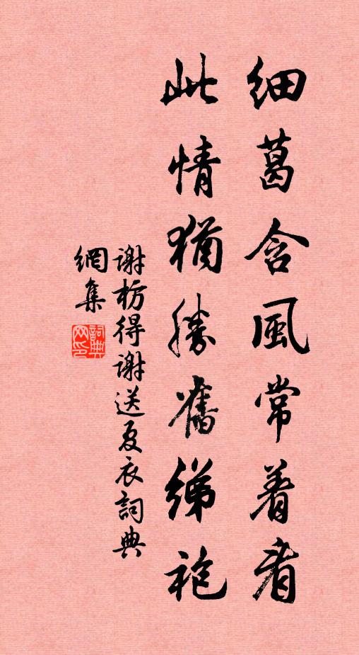 谢枋得细葛含风常着看，此情犹胜旧绨袍书法作品欣赏