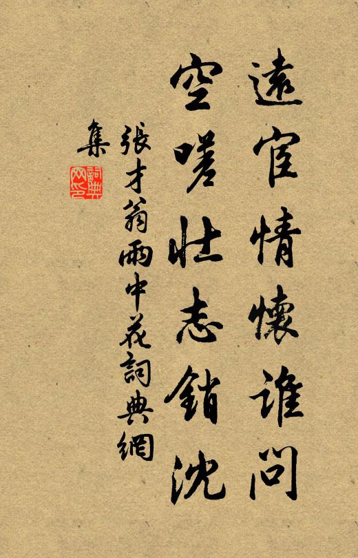 张才翁远宦情怀谁问，空嗟壮志销沈书法作品欣赏