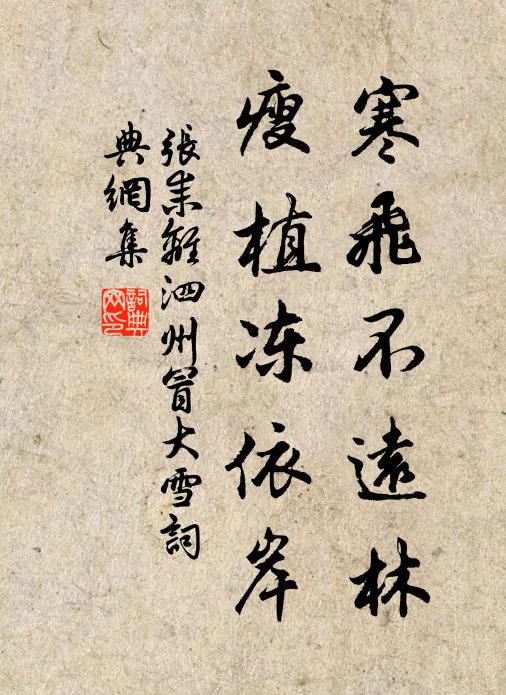 张耒寒飞不远林，瘦植冻依岸书法作品欣赏