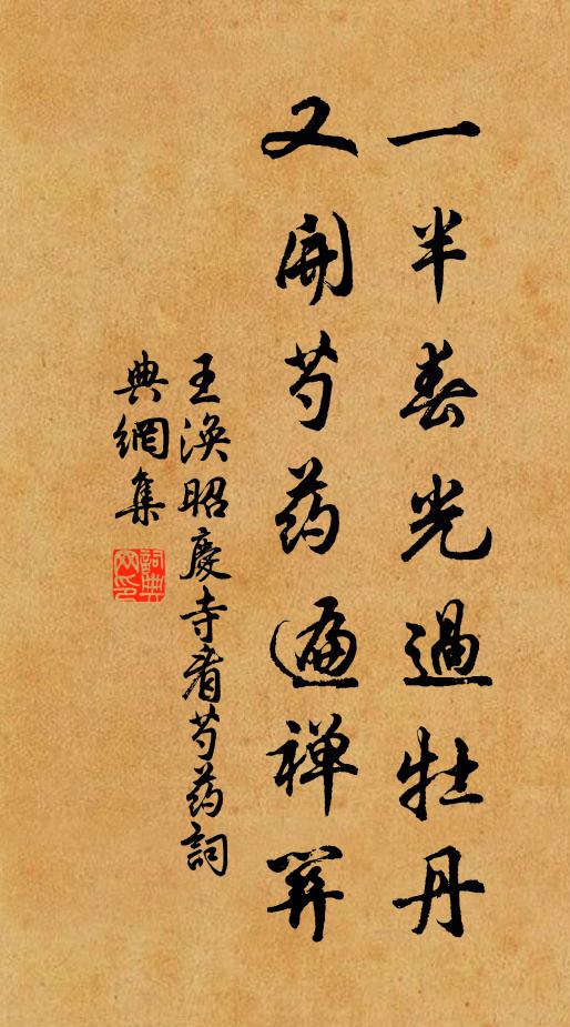 王涣一半春光过牡丹，又开芍药遍禅关书法作品欣赏