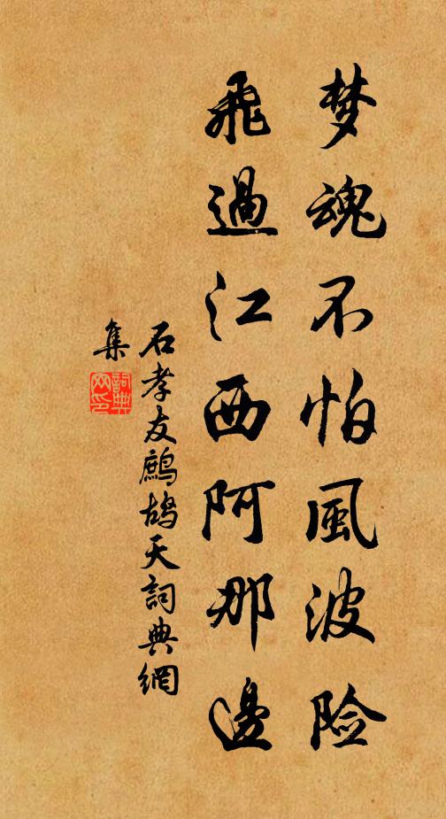 石孝友梦魂不怕风波险，飞过江西阿那边书法作品欣赏