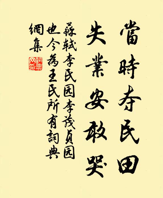 苏轼当时夺民田，失业安敢哭书法作品欣赏