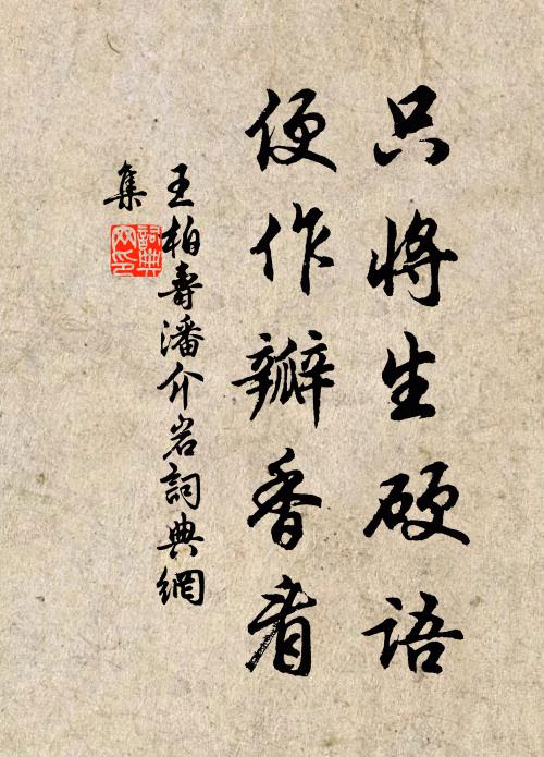 王柏只将生硬语，便作瓣香看书法作品欣赏