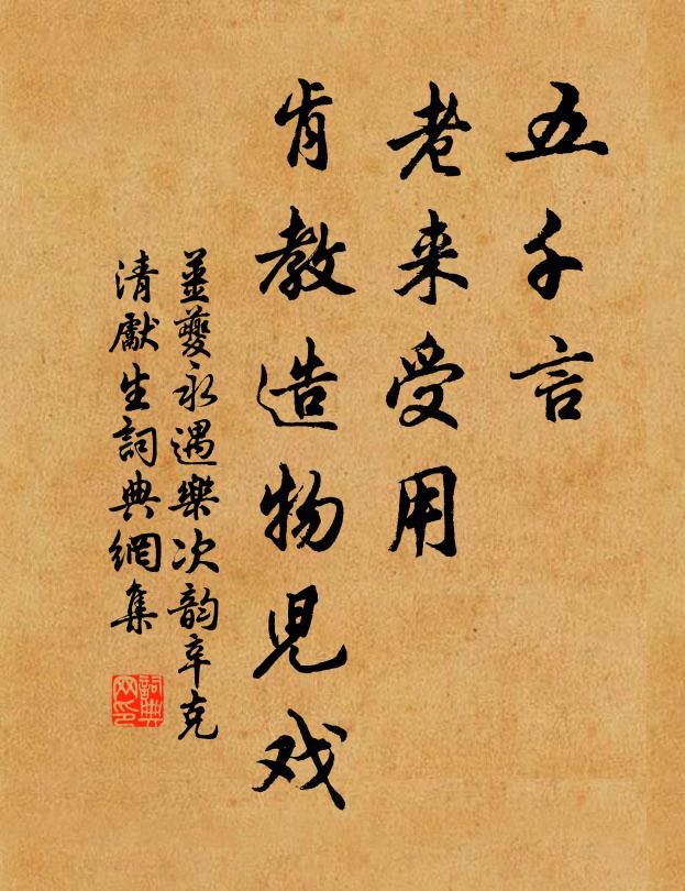 姜夔五千言，老来受用，肯教造物儿戏书法作品欣赏