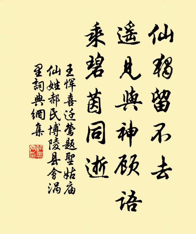 王恽仙独留不去,遥见与神顾语,乘碧茵同逝书法作品欣赏