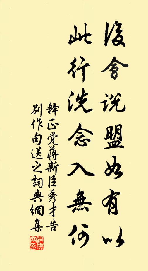 释正觉后会说盟如有以，此行洗念入无何书法作品欣赏