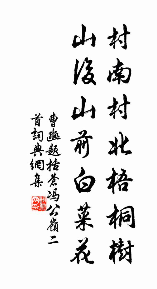 曹豳村南村北梧桐树，山后山前白菜花书法作品欣赏
