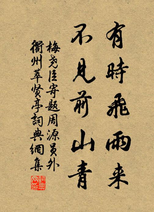 梅尧臣有时飞雨来，不见前山青书法作品欣赏
