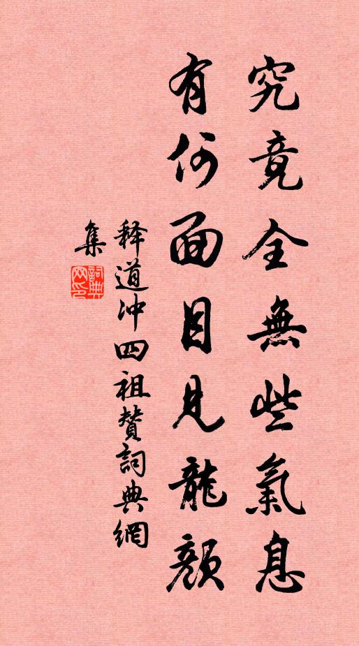 释道冲究竟全无些气息，有何面目见龙颜书法作品欣赏