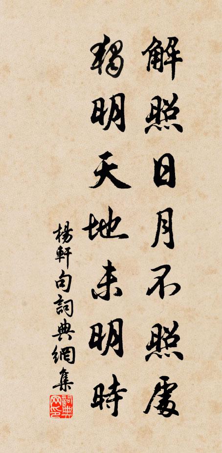 杨轩解照日月不照处，独明天地未明时。书法作品欣赏