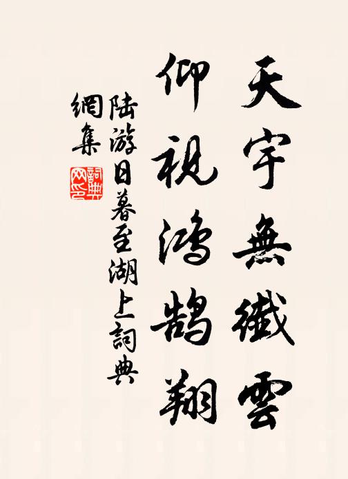 陆游天宇无纤云，仰视鸿鹄翔书法作品欣赏
