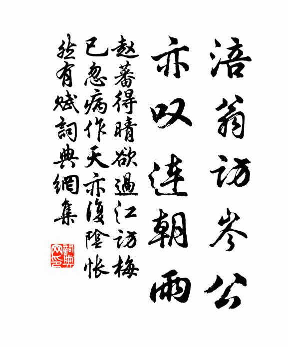 赵蕃涪翁访岑公，亦叹连朝雨书法作品欣赏