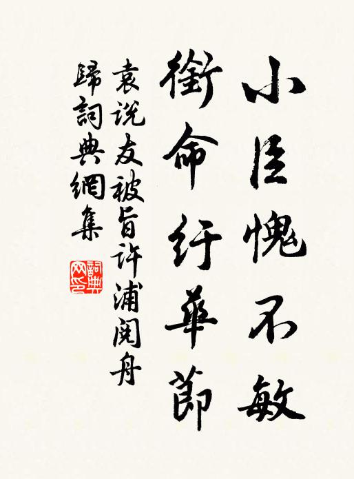 袁说友小臣愧不敏，衔命纡华节书法作品欣赏
