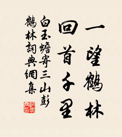 白玉蟾一望鹤林，回首千里书法作品欣赏