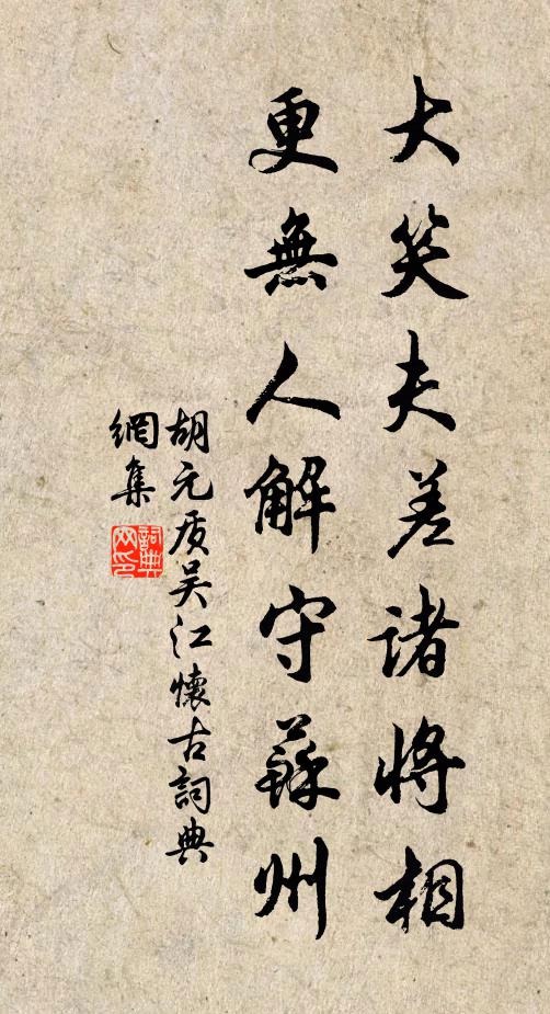 胡元质大笑夫差诸将相，更无人解守苏州书法作品欣赏