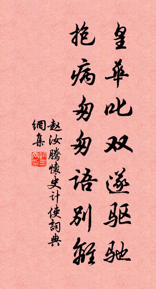 赵汝腾皇华叱双遂驱驰，抱病匆匆语别离书法作品欣赏