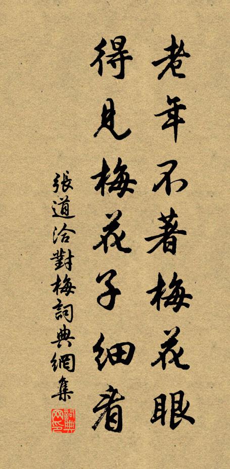 张道洽老年不著梅花眼，得见梅花子细看书法作品欣赏