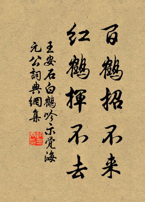 王安石百鹤招不来，红鹤挥不去书法作品欣赏