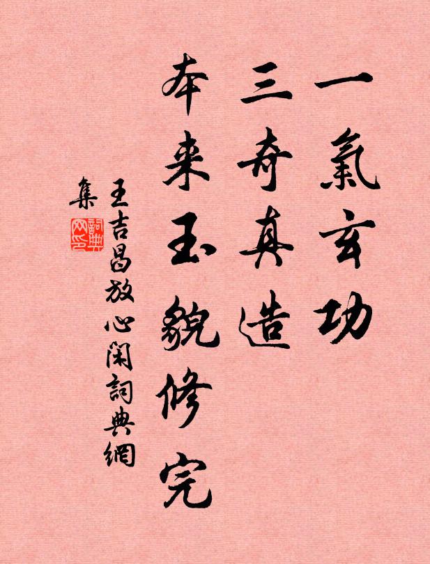 王吉昌一气玄功，三奇真造，本来玉貌修完书法作品欣赏