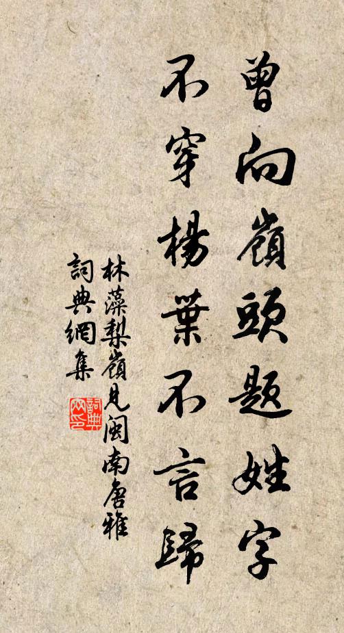 林藻曾向岭头题姓字，不穿杨叶不言归书法作品欣赏