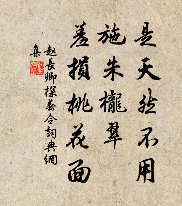 赵长卿是天然不用，施朱栊翠，羞损桃花面书法作品欣赏