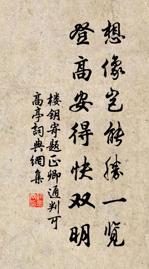 楼钥想像岂能胜一览，登高安得快双明书法作品欣赏