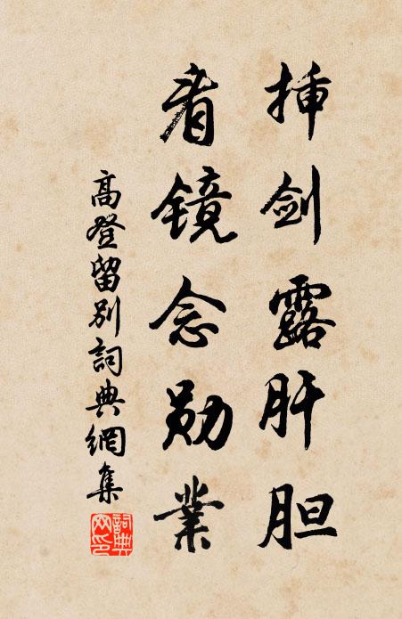 高登插剑露肝胆，看镜念勋业书法作品欣赏