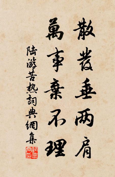 陆游散发垂两肩，万事弃不理书法作品欣赏