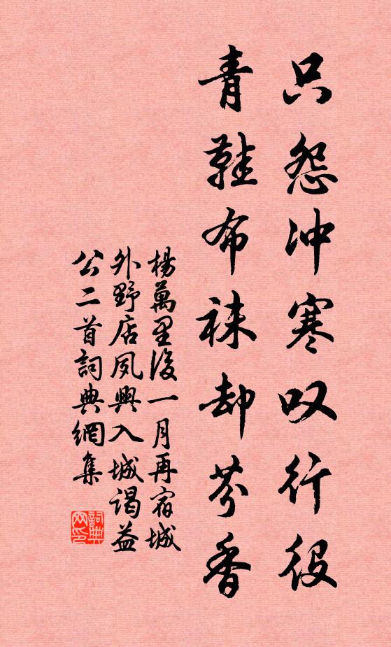 杨万里只怨冲寒叹行役，青鞋布袜却芬香书法作品欣赏