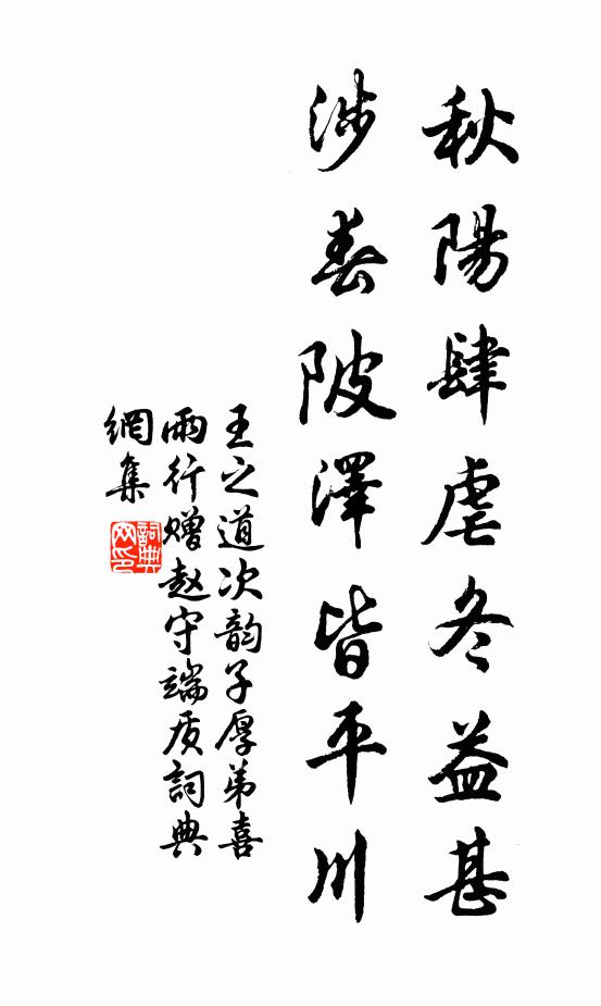 王之道秋阳肆虐冬益甚，涉春陂泽皆平川书法作品欣赏