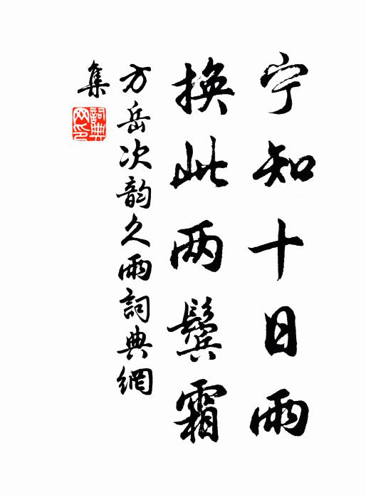 方岳宁知十日雨，换此两鬓霜书法作品欣赏